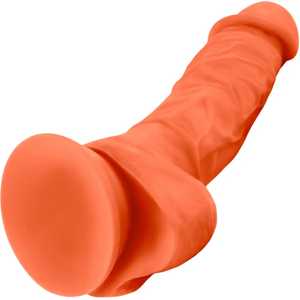 Neo Elite 7.5 Inch Dual Density Realistic Silicone Dildo With Balls by Blush - Neon Orange — image 12 of 14