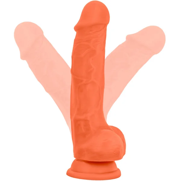 Neo Elite 7.5 Inch Dual Density Realistic Silicone Dildo With Balls by Blush - Neon Orange — image 11 of 14