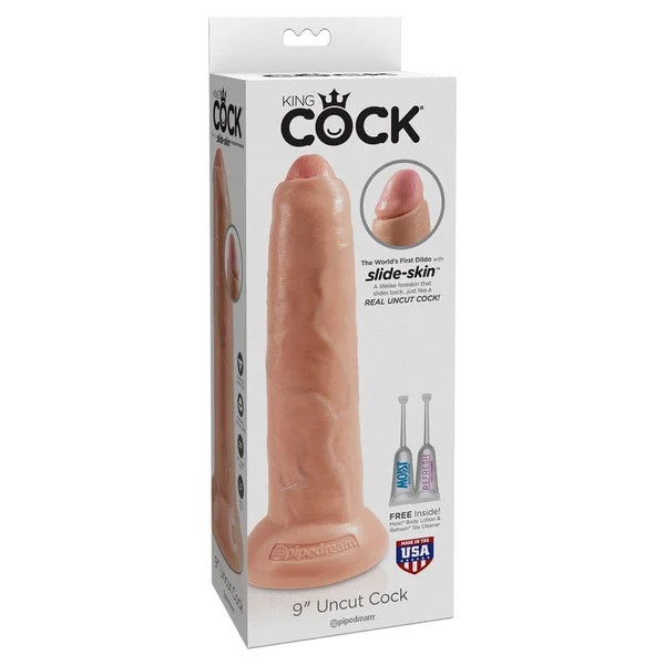 King Cock 9" Uncut Cock Suction Cup Dildo - Vanilla — image 8 of 10