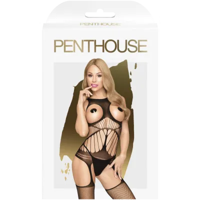 Penthouse Gangsta Babe Black Bodystocking with Strap Detail
