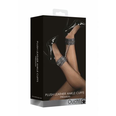 Ouch Plush Leather Ankle Cuffs Black Bondage sex toys