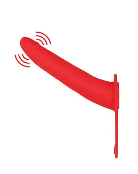 Vibrating Silicone Strap-on - Adjustable  - Red - O/s