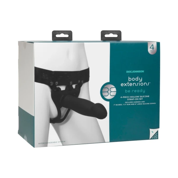 Be Ready Body Extensions Hollow Strap-on 4-piece Set Black — image 13 of 15