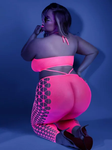 Fantasy Lingerie Plus Size Neon Pink Bodystocking