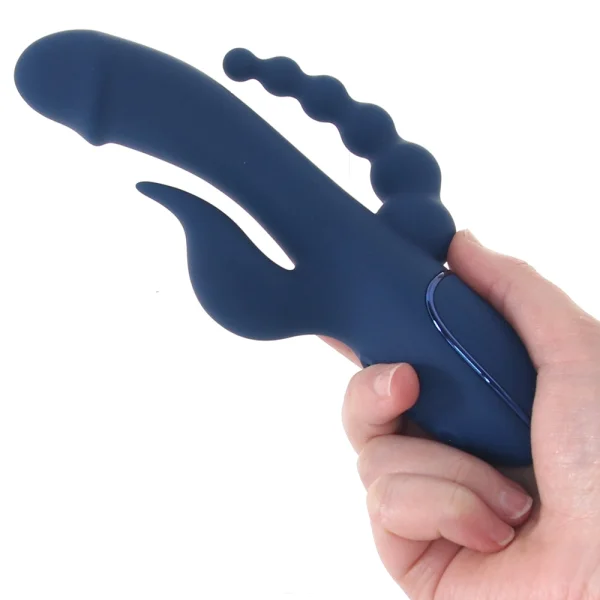 III Triple Orgasm Silicone Rechargeable Triple Stimulation Vibrator By CalExotics - Navy