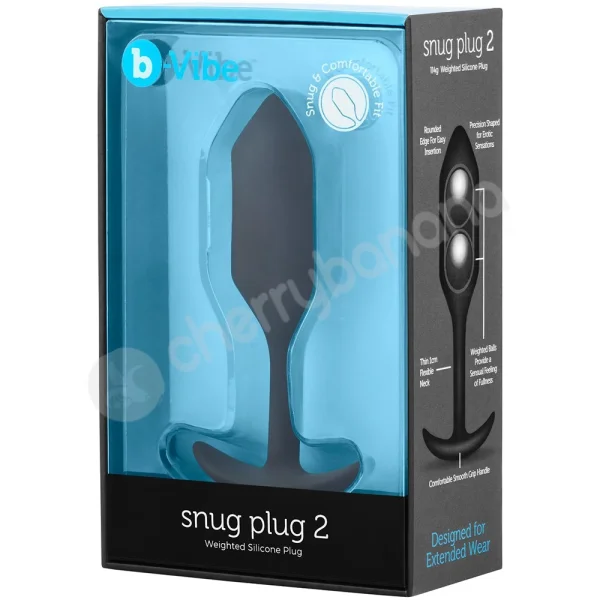 B-vibe Snug Plug 2 Black Silicone Weighted 4.5" Butt Plug