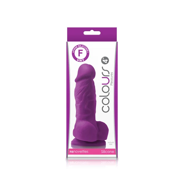 Colours Pleasures 4 Inch Purple Silicone Suction Cup Dildo — image 7 of 7