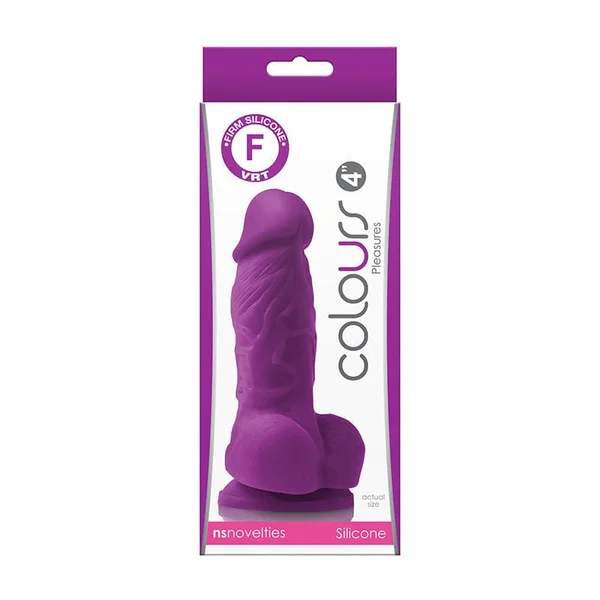 Colours Pleasures 4 Inch Purple Silicone Suction Cup Dildo — image 8 of 13