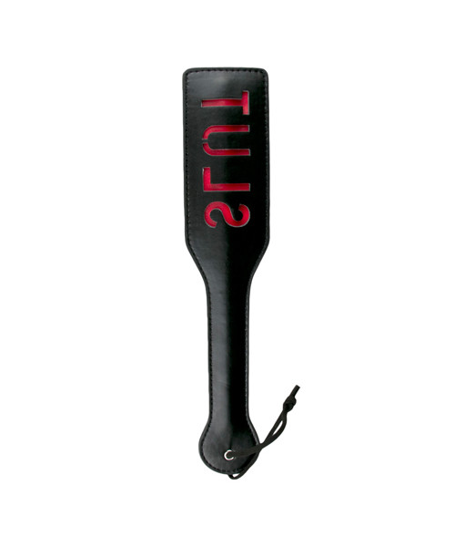 Black Leather Paddle - Slut