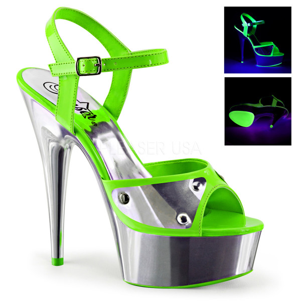 6 inches Heel, 1 3/4 inches PF Ankle Strap Sandal, Neon UV Reactive — image 5 of 8