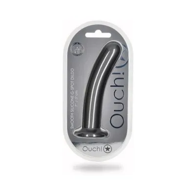 Realistic Dildos Shots Ouch Smooth Silicone 7 In G spot Dildo Gunmetal