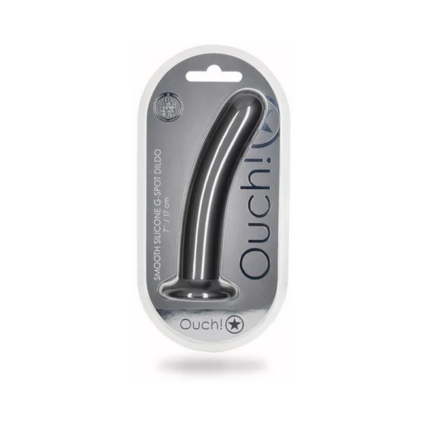 Realistic Dildos: Shots Ouch! Smooth Silicone 7 In. G-spot Dildo Gunmetal