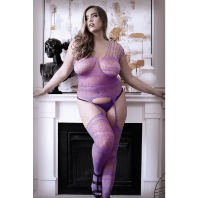 Purple Haze Strappy Gartered Queen Size