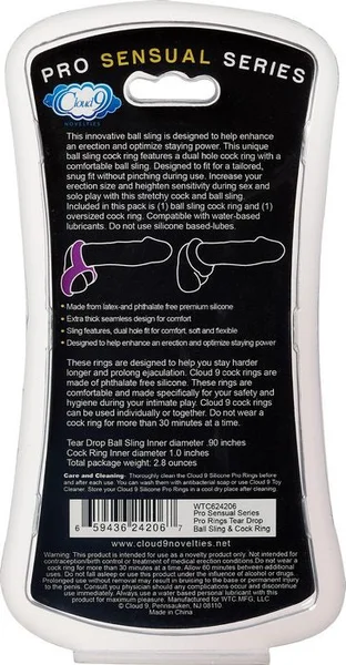 Cloud 9 Teardrop Silicone Cock Ring & Ball Sling Set — image 16 of 20