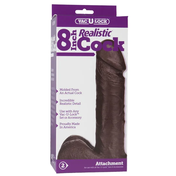 Doc Johnson Vac-U-Lock 8" Realistic Cock - Chocolate — image 14 of 14