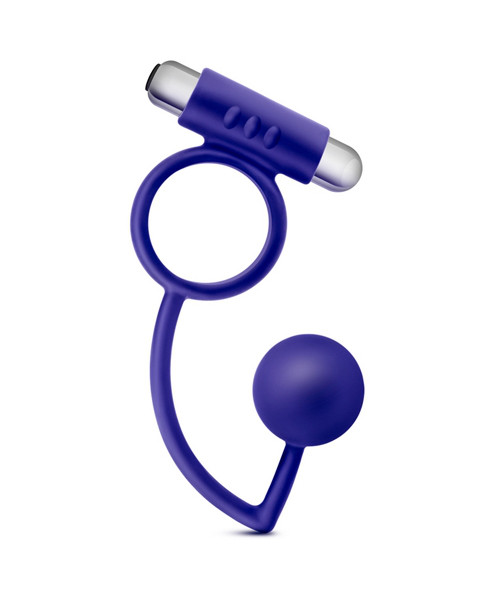 Blush - Anal Ball with Vibrating Cock Ring - Indigo