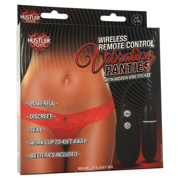 Hustler Vibrating Panty with Wireless Remote Control Red S/M
