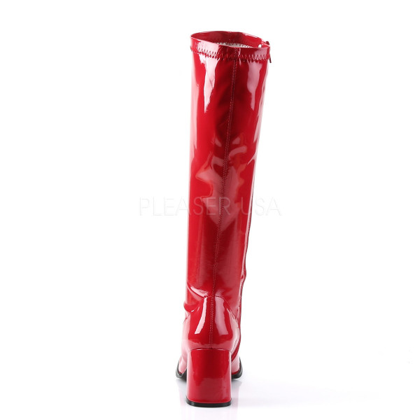 GOGO-300 - 3" Block Heel ST Gogo Boots, Red, Side Zip — image 4 of 4