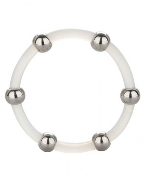 Steel Beaded Silicone C-ring - Clear - X-large