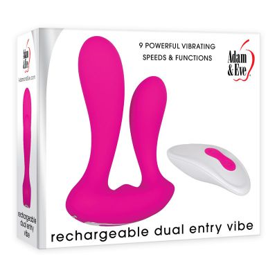 Adam Eve Rechargeable Dual Entry Vibe Pink USB Rechargeable Vibrator with Remote Control
