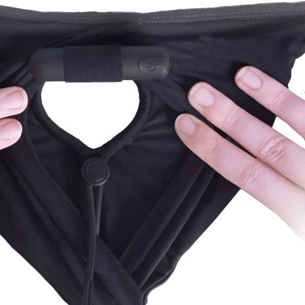 Ouch! Black Vibrating Strap-on Boxer