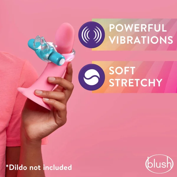 Cockring W/Clit Stimulator - Play With Me  Bull Vibrating C-Ring - Blue - Blush Novelties