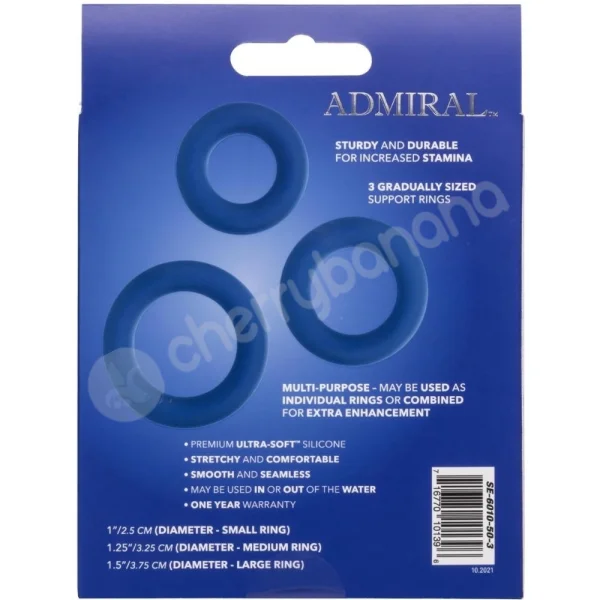 Admiral Universal Comfortable Cock Rings Set of 3