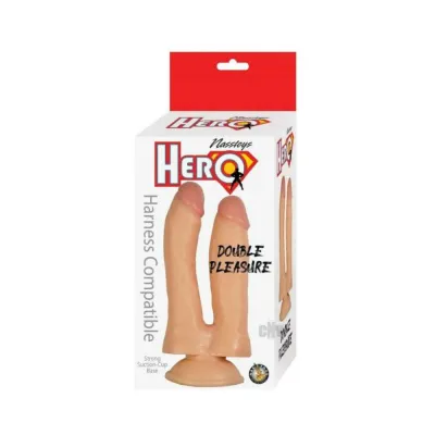 Hero Double Pleasure Double Dildo Silicone White