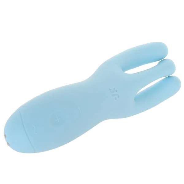 Satisfyer Threesome 4 Rechargeable Waterproof 12-Function App Enabled Dual Stimulation Vibrator - Blue