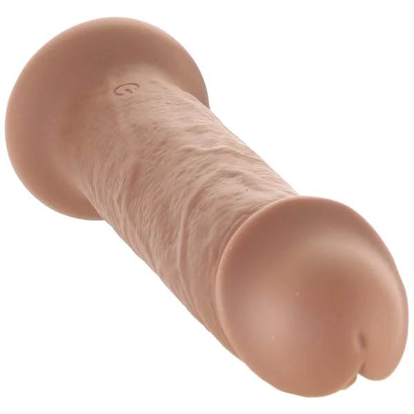 Girthy Vibrating Rechargeable Waterproof 7" Silicone Suction Cup Dildo By Evolved Novelties - Caramel