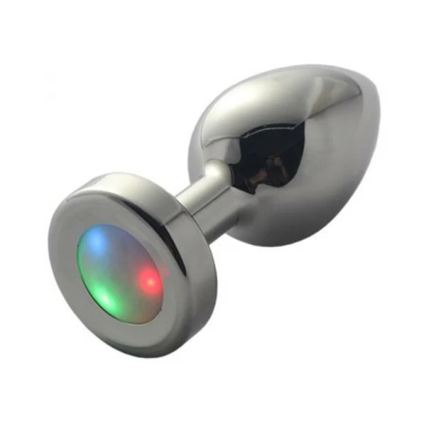 Butt Plugs: Ple'sur 3-setting Led Light-up Metal Anal Plug Small