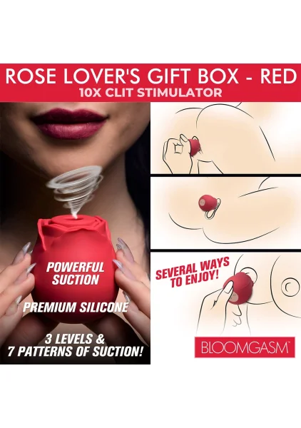 Bloomgasm The Rose Pressure Wave Stimulator Lover's Gift Box - Red