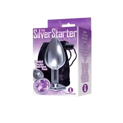 The 9 s the Silver Starter Bejeweled Stainless Steel Plug Violet