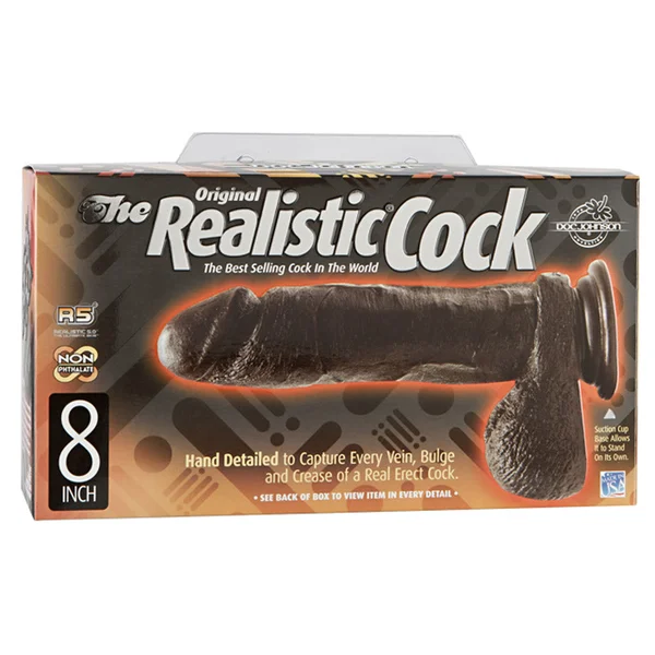 Doc Johnson The Realistic Cock 8" - Vac-U-Lock Compatible Suction Cup Base - Chocolate — image 4 of 4