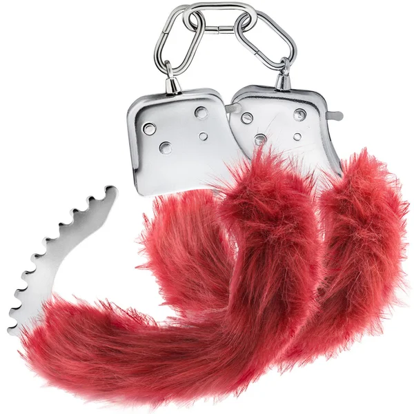 Temptasia Cuffs By Blush Novelties - Burgundy Plush Furry Handcuffs — image 8 of 10
