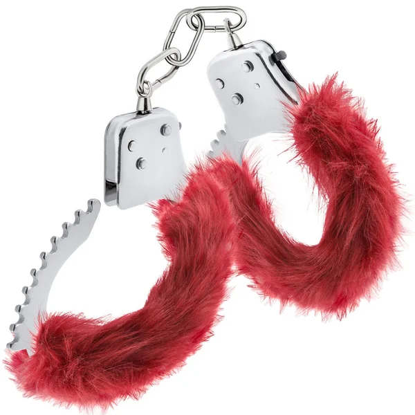 Temptasia Cuffs By Blush Novelties - Burgundy Plush Furry Handcuffs — image 9 of 10