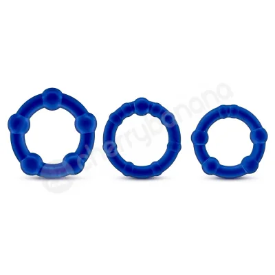 Stay Hard Blue Beaded Cockrings 3 Pack