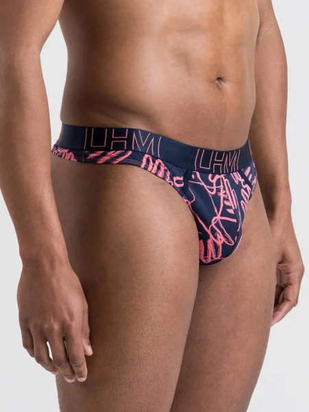 LHM Modal Navy Blue Abstract Print Thong