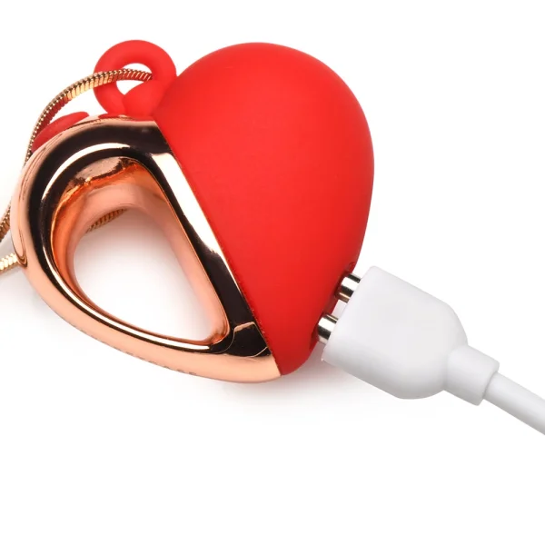Charmed 10X Vibrating Silicone Rechargeable Heart Necklace