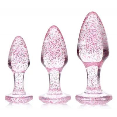 Glitter Gem Anal Plug Set Pink