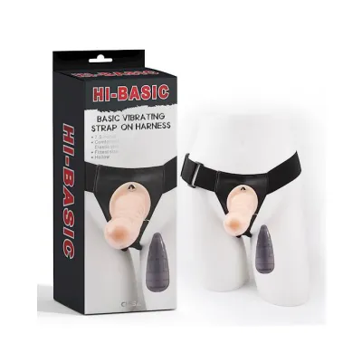 Basic Vibrating Strap on Harness 7 5 Inch Flesh