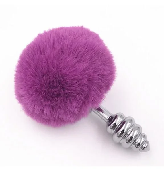 Ripple Metal Bunny Tail Butt Plug