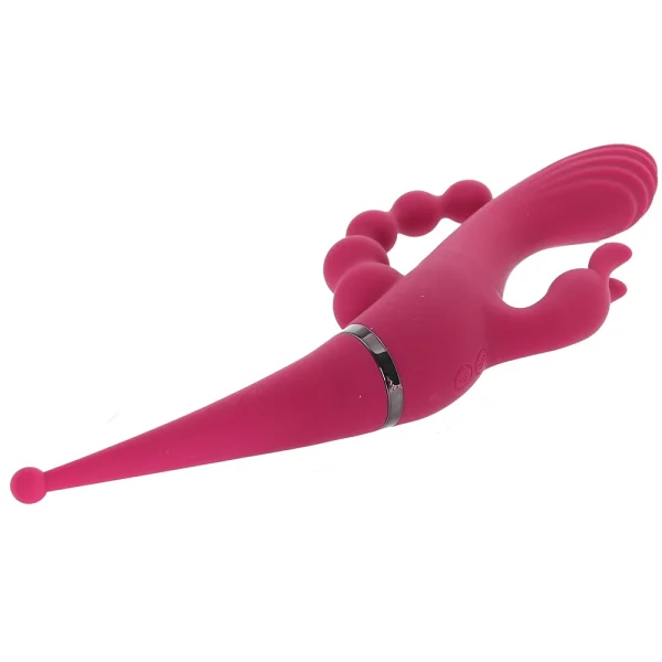 Gender X Four By Four Rechargeable Waterproof Silicone Quadruple Stimulating Vibrator - Red