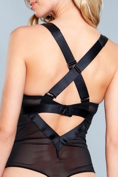 Be Wicked Maleni Faux Leather & Mesh Teddy