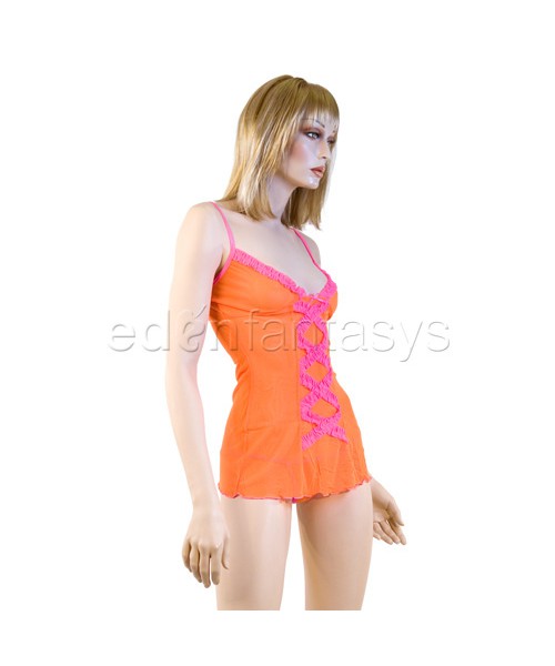 Ruffle trimmed chemise set