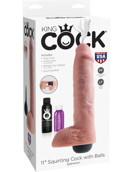 King Cock 11 Inch Squirting Cock With Balls Flesh
