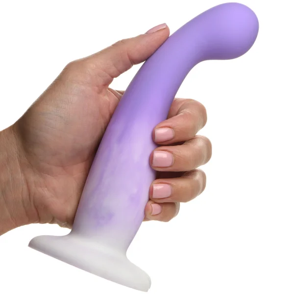 Simply Sweet Slim 7" Silicone G-Spot Suction Cup Dildo - Purple & White