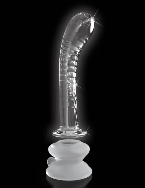 Icicles No. 88 G-Spot Glass Textured Dildo with Removable Suction Cup 6 Inch