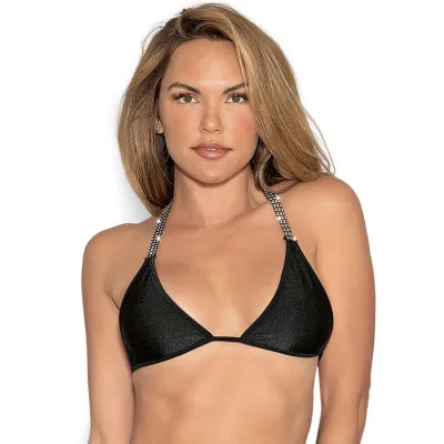 Escante Black Diamante Halterneck Bra Top