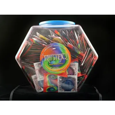 Trustex Assorted Colors Lubricated Condoms 288 Piece Fishbowl